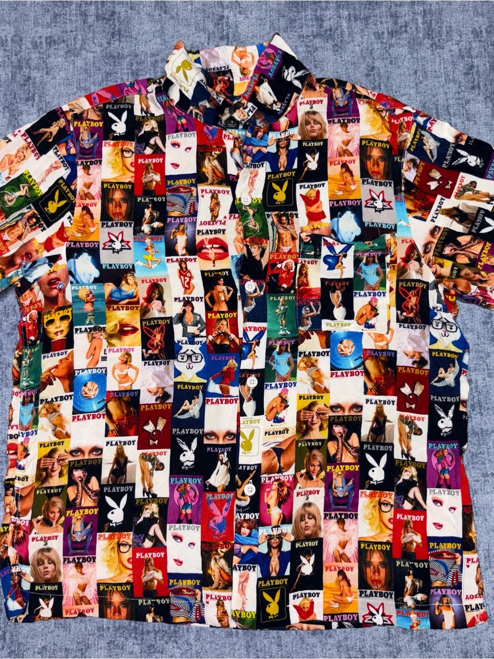 VTG Playboy Small Magazine Centerfold Button Down Shirt 90s Monogram MEN'S
